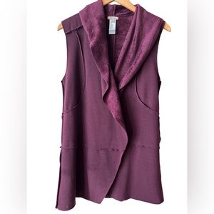 Burgundy Tunic Vest with Faux fur